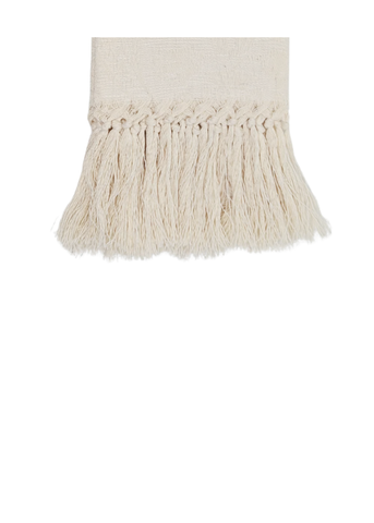 Donna di Coppe Jacquard Fringed Italian Cotton-Linen Guest Towel in Off-White