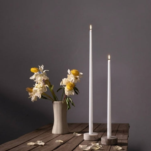 LED Tall Taper Candle In Nordic White