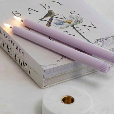 LED Slim Taper Candle Pair In Lavender