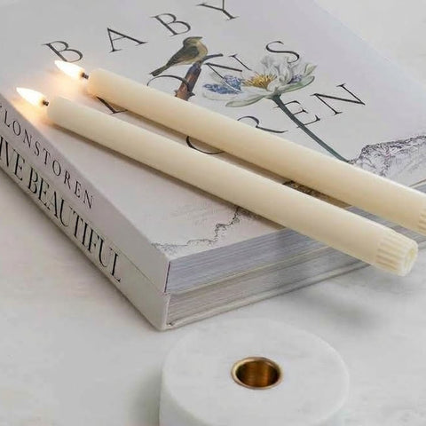 LED Taper Candle Pair In Ivory