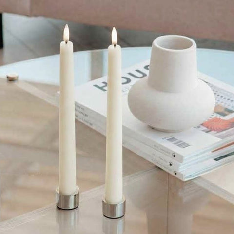 LED Taper Candle Pair In Ivory