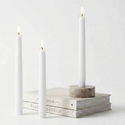 LED Taper Candle Pair In Nordic White