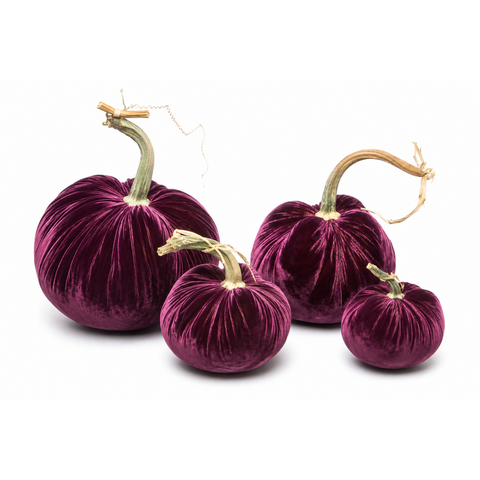 Velvet Decorative Pumpkin in Eggplant