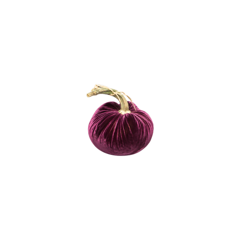 Velvet Decorative Pumpkin in Eggplant