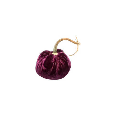 Velvet Decorative Pumpkin in Eggplant