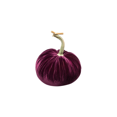 Velvet Decorative Pumpkin in Eggplant