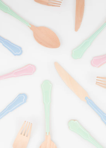 Elegant Wooden Cutlery Set in Mixed Colors