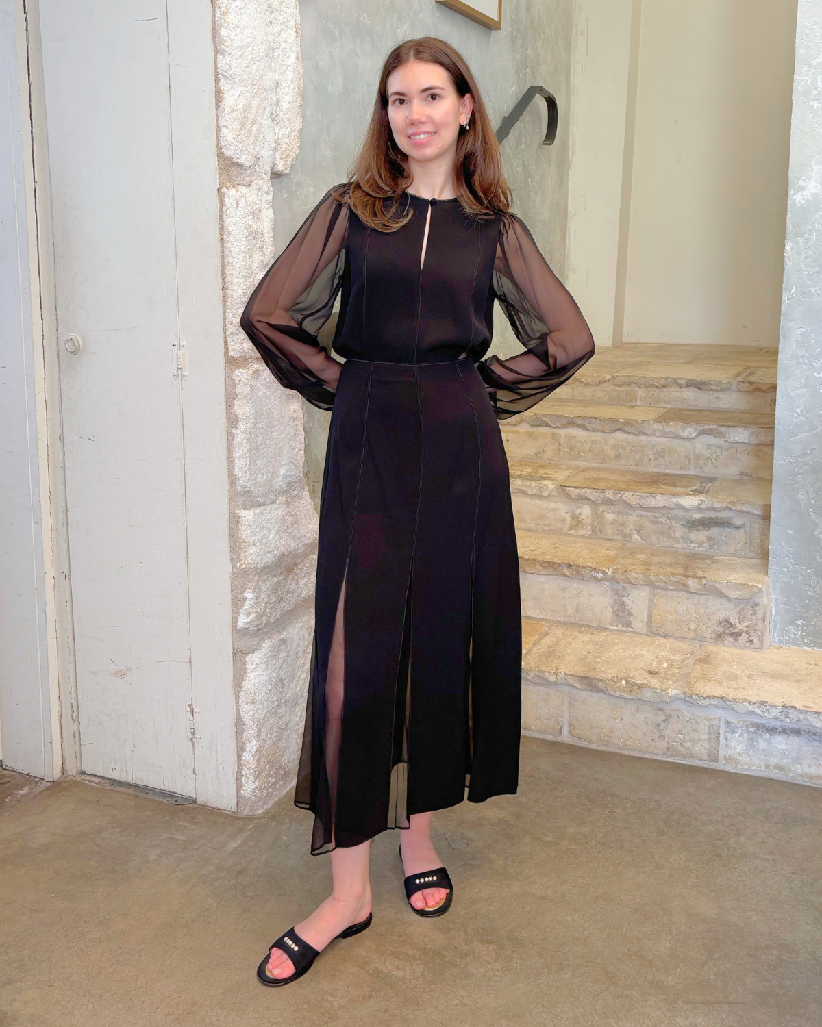 Elia Satin Crepe Pleated Midi Skirt In Noir