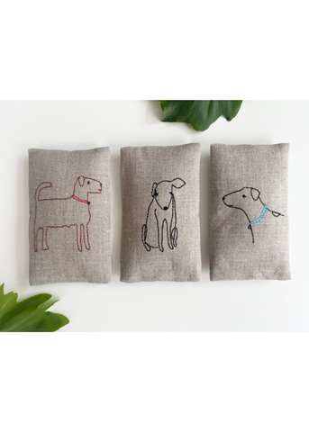 Hand Embroidered Dogs - Lavender Sachet Set of 3