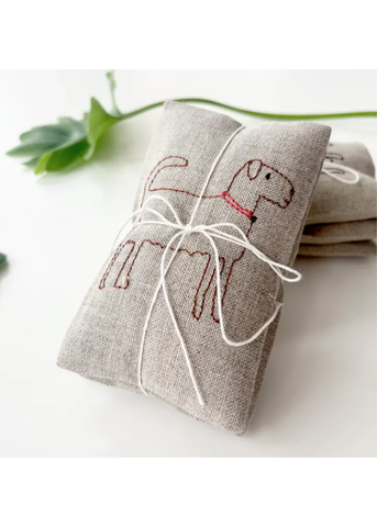 Hand Embroidered Dogs - Lavender Sachet Set of 3