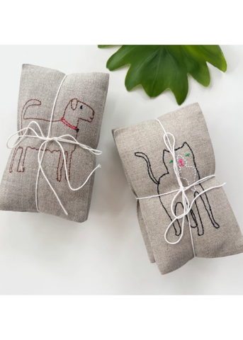 Hand Embroidered Dogs - Lavender Sachet Set of 3