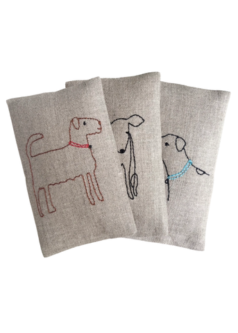 Hand Embroidered Dogs - Lavender Sachet Set of 3