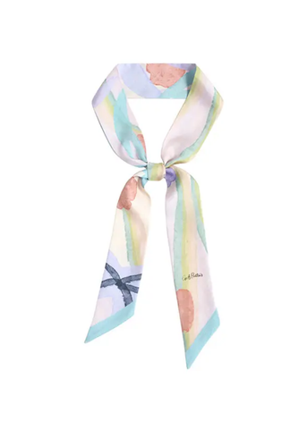 Ethereal Mirage Silk Twilly Scarf in Pastel