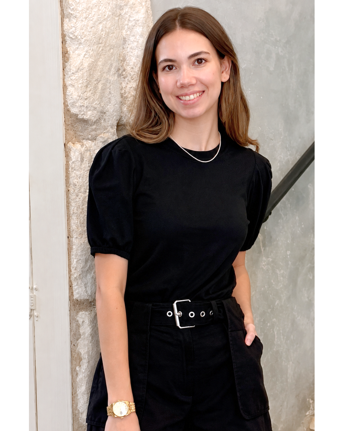 Eva Puff Sleeve Tee in Black