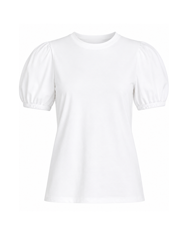 Eva Puff Sleeve Tee in Optic White
