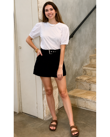 Eva Puff Sleeve Tee in Optic White