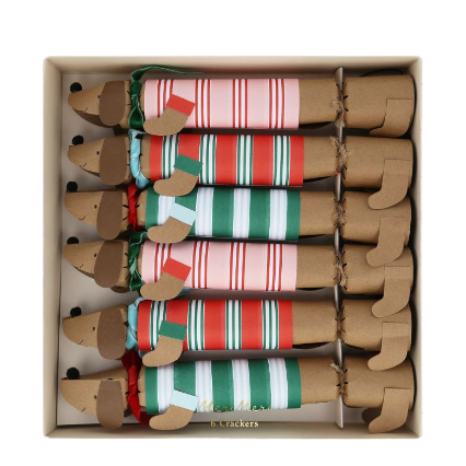 Festive Stripe Sausage Dog Cracker Box Set