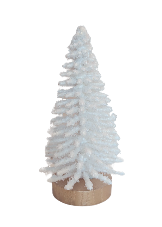 White Glittered Sisal Full Fir Tree with Wood Base