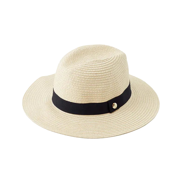 Banded Fedora In Beige + Black