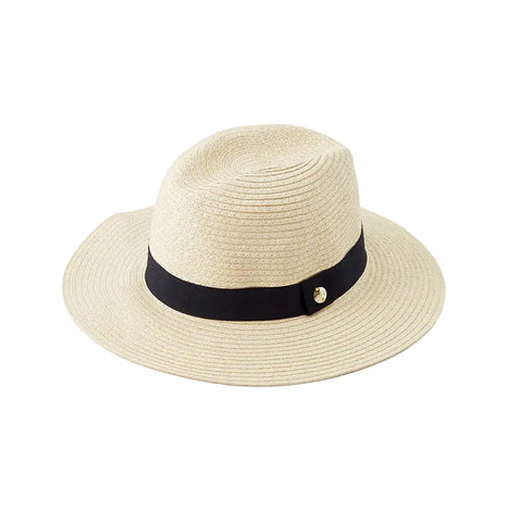 Banded Fedora In Beige + Black