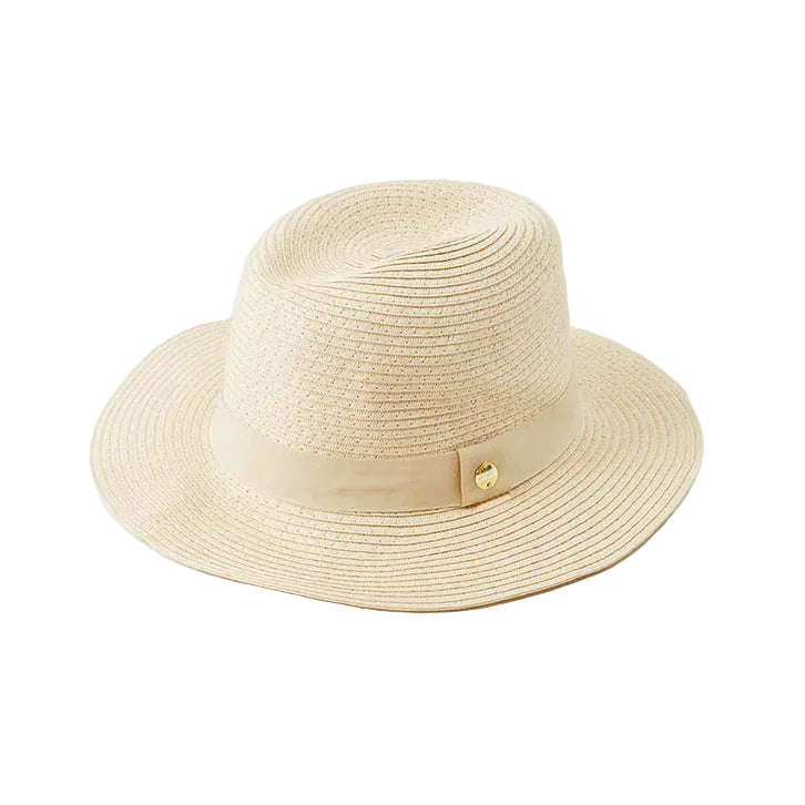 Banded Fedora In Cream + Beige