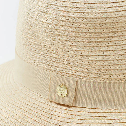 Banded Fedora In Cream + Beige