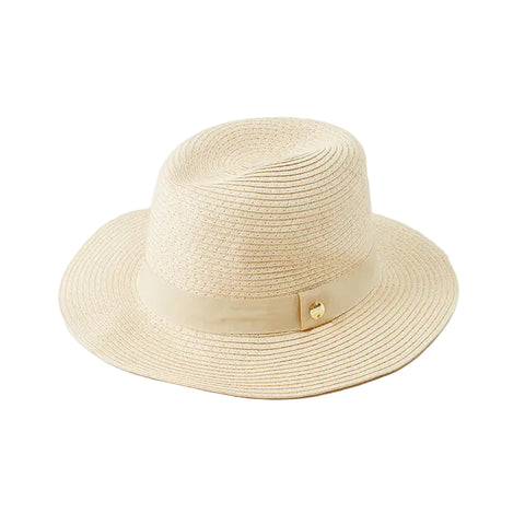 Banded Fedora In Cream + Beige