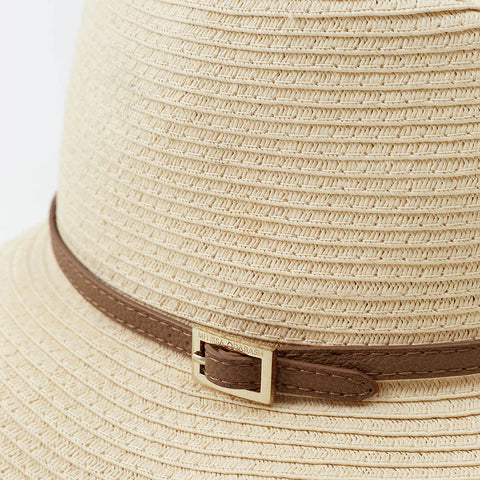 Banded Fedora In Cream + Tan