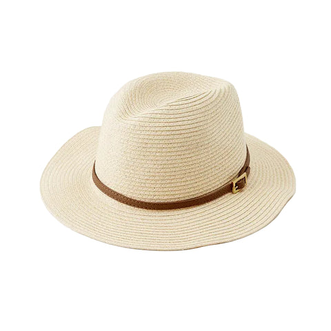 Banded Fedora In Cream + Tan