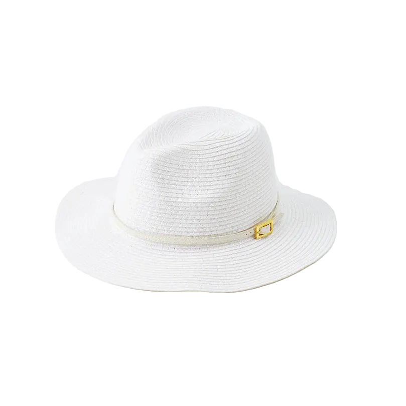 Banded Fedora In White + White