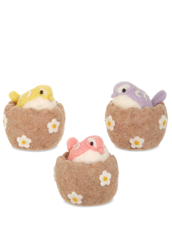 Felted Little Pink Bird in Nest