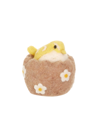 Felted Little Yellow Bird in Nest