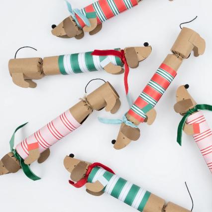 Festive Stripe Sausage Dog Cracker Box Set