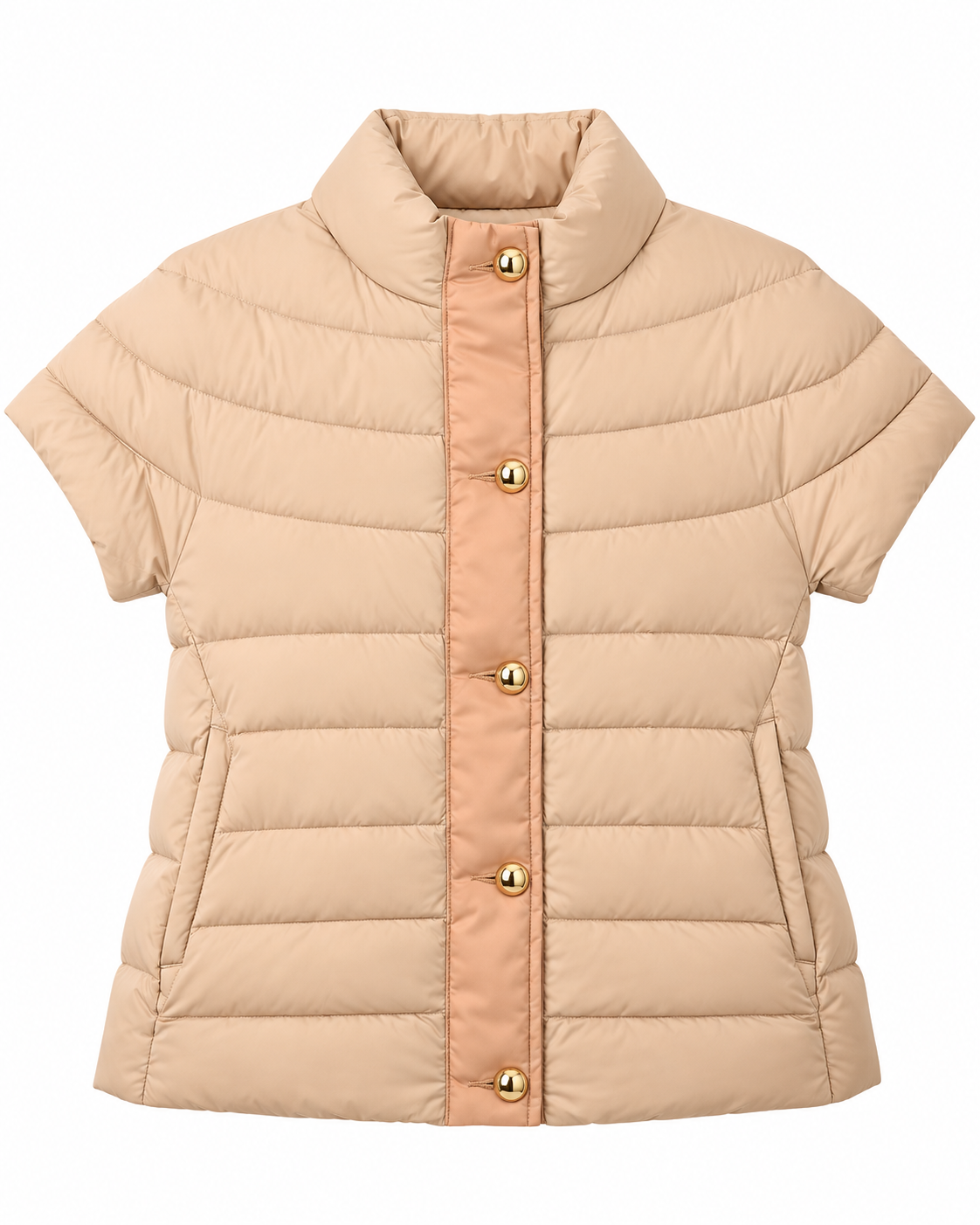 Greenwich Cap Sleeve Puffer in Camel