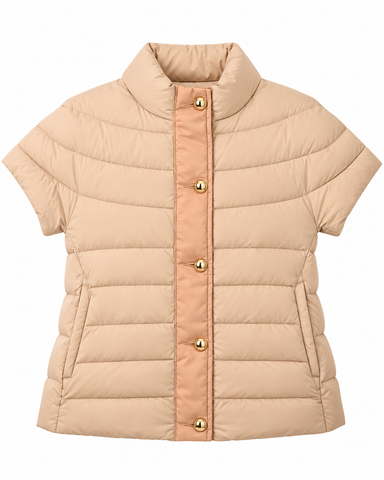 Greenwich Cap Sleeve Puffer in Camel
