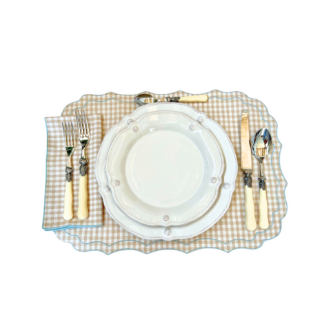 Filo Mirco Check Cotton Napkin in Mastice