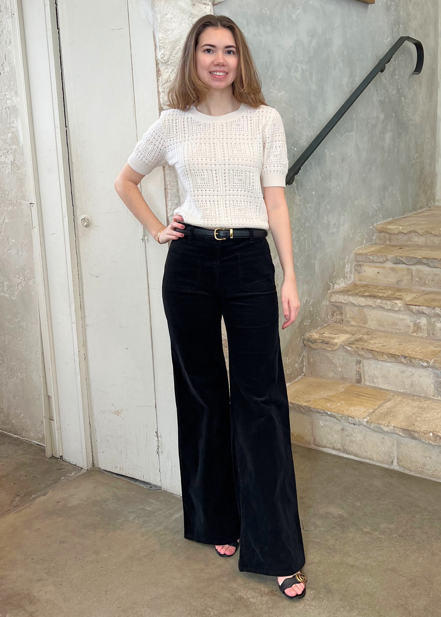 Florence High Rise Bootcut Pant in Jet Black