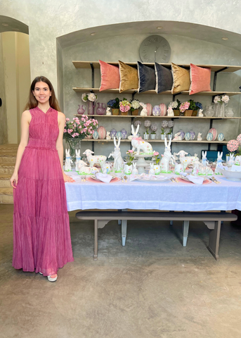Freesia Sleeveless Silk Chiffon Maxi Dress in Amaranthus