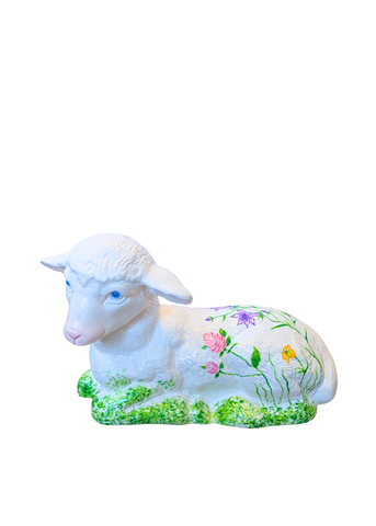 Meadow Flowers Hand Painted Laying Lamb