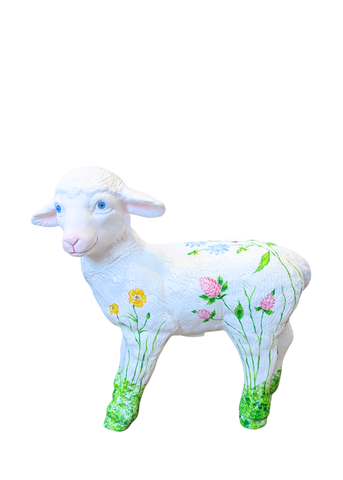 Meadow Flowers Hand Painted Standing Lamb