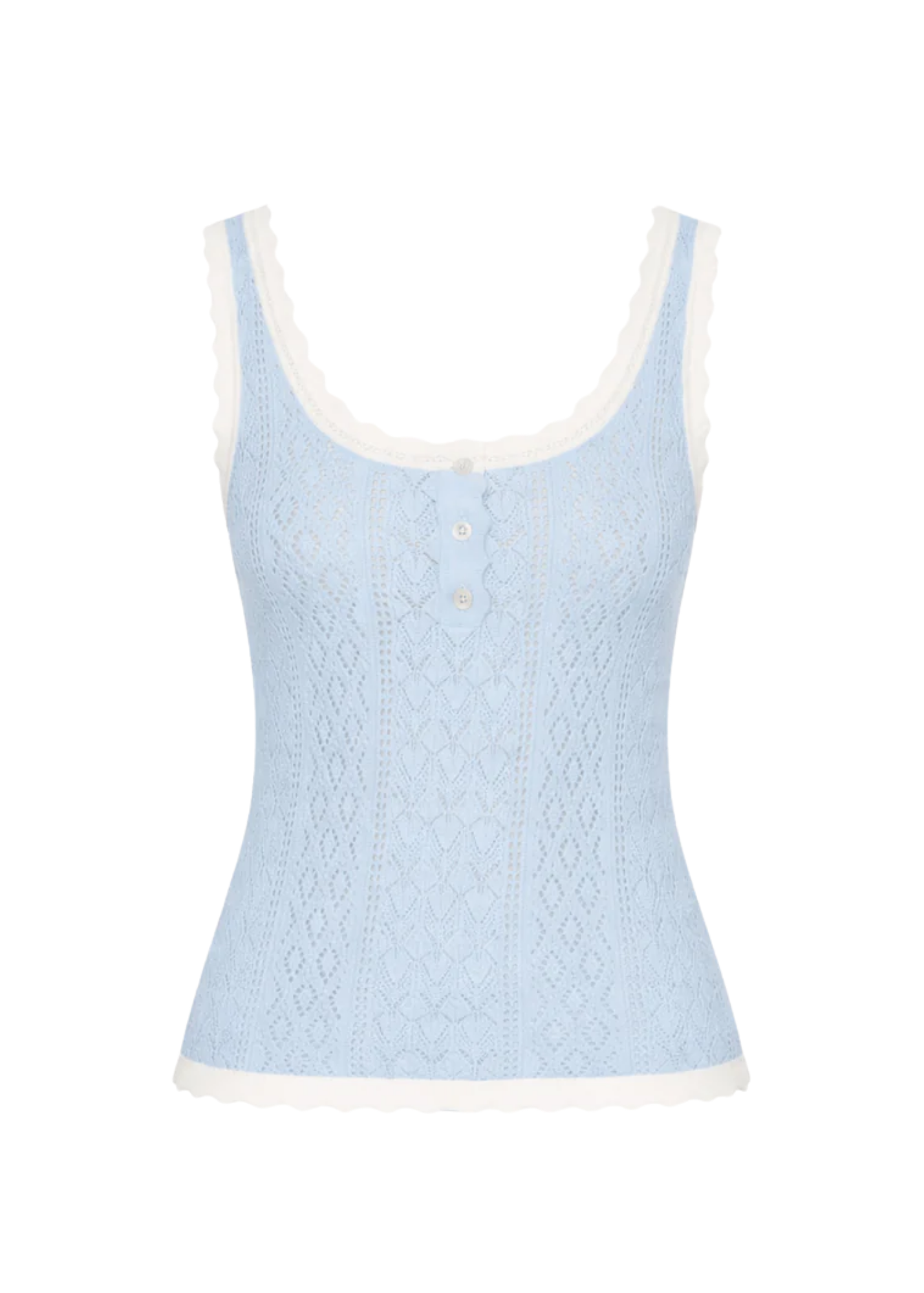 Georgia Scallop Edge Knit Tank Top in Blue