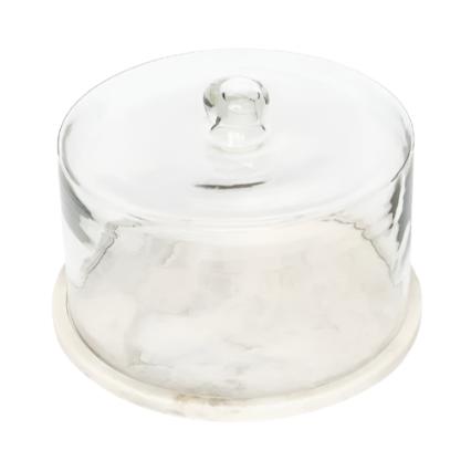 Marble Plate + Glass Dome Set