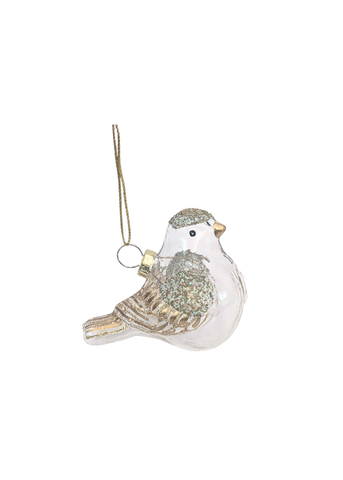 Glittered Glass Bird Ornament