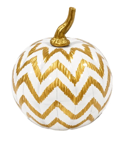 Hand Painted Metal Pumpkin Collection in White + Gold