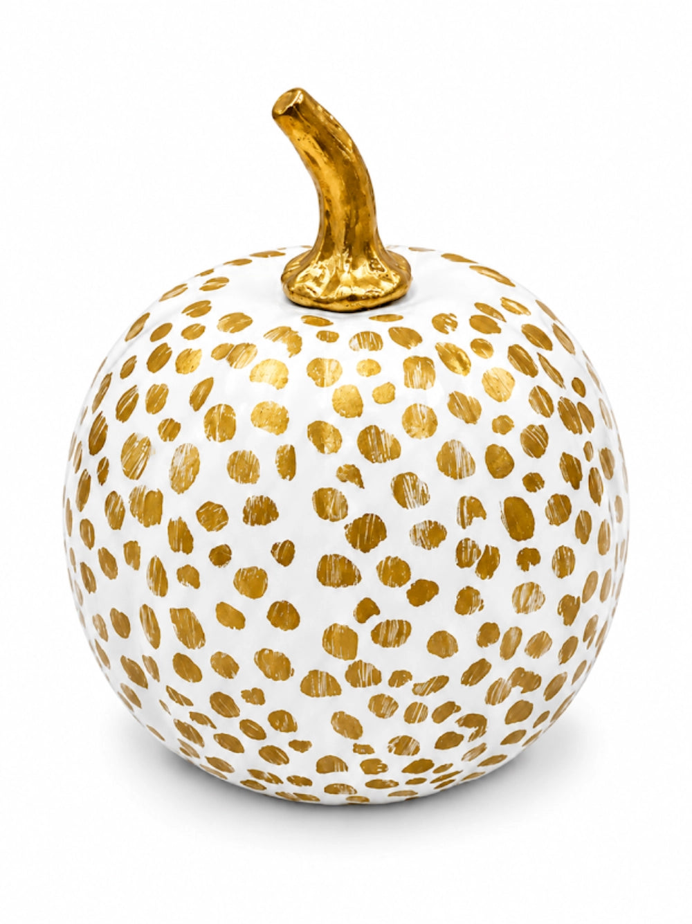 Hand Painted Metal Pumpkin Collection in White + Gold