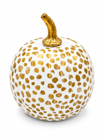 Hand Painted Metal Pumpkin Collection in White + Gold
