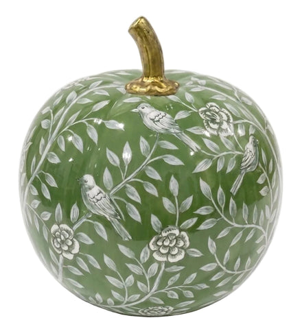 Hand Painted Metal Pumpkin Collection in White + Green