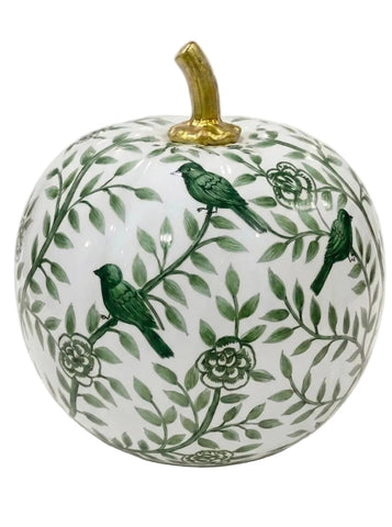 Hand Painted Metal Pumpkin Collection in White + Green