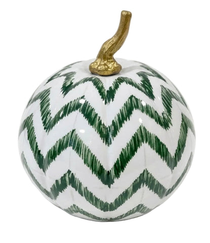 Hand Painted Metal Pumpkin Collection in White + Green