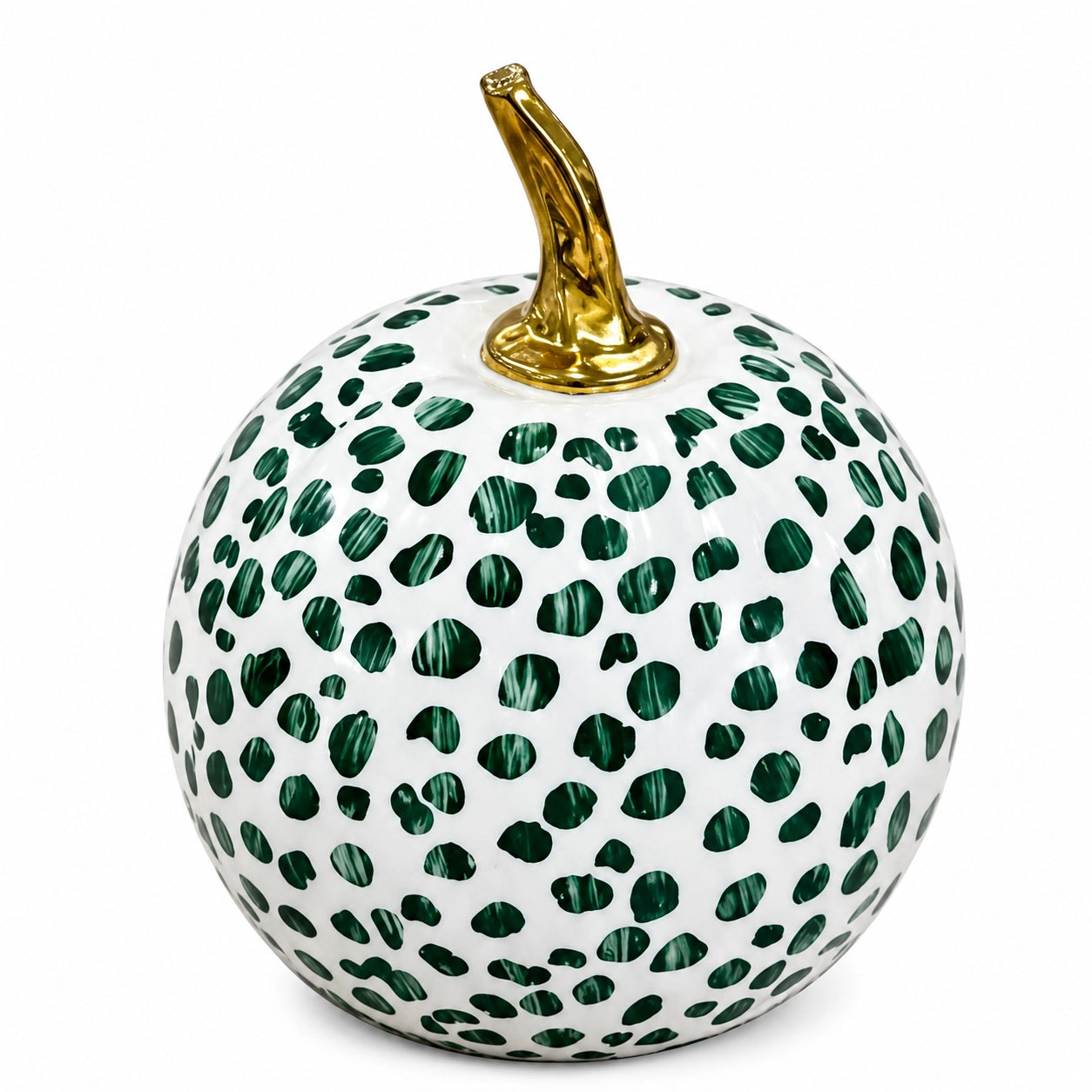 Hand Painted Metal Pumpkin Collection in White + Green